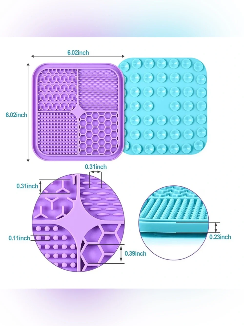 Lukito Silicone Pet Slow Feeder Licking Mat - Purple & Teal Cats Dogs